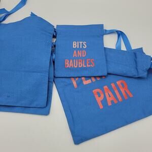 Kate Spade Blue Drawstring Cloth Travel Bags Wash, Wear, Baubles & Perfect Pair